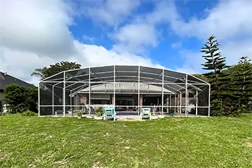 White dome style pool enclosure by East Coast Aluminum